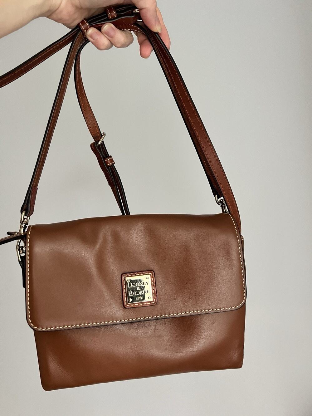 Dooney & Bourke Foldover Zip Crossbody Bag Leather Brown